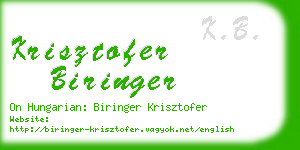 krisztofer biringer business card